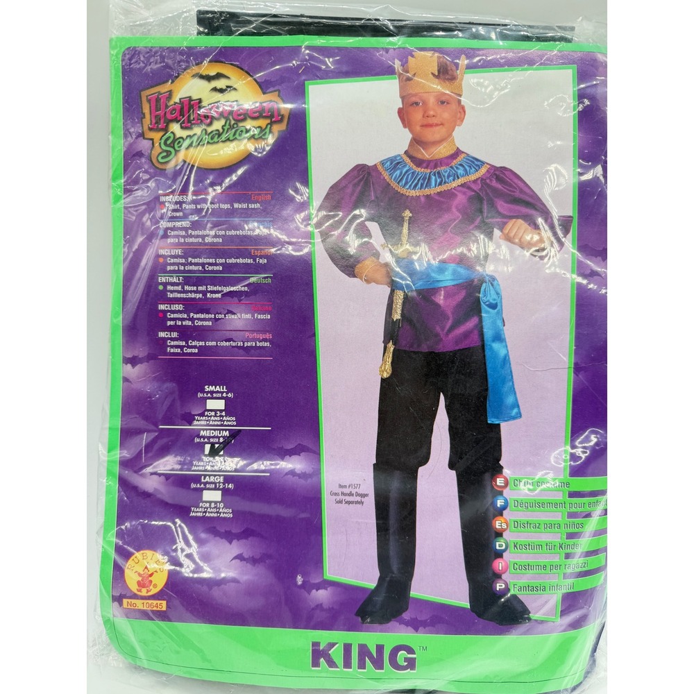 Halloween Sensations King Costume Kids Medium Size 8-10 Vintage Royal Prince NEW